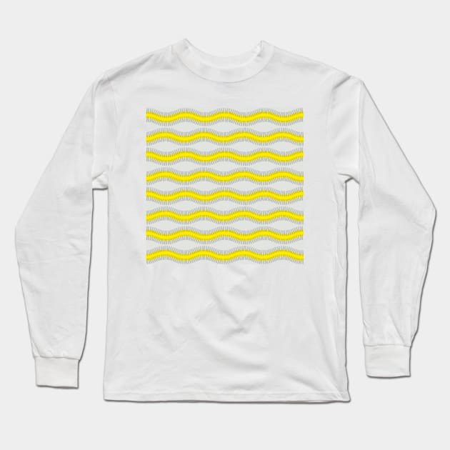 Yellow and black wave lines Long Sleeve T-Shirt by marufemia